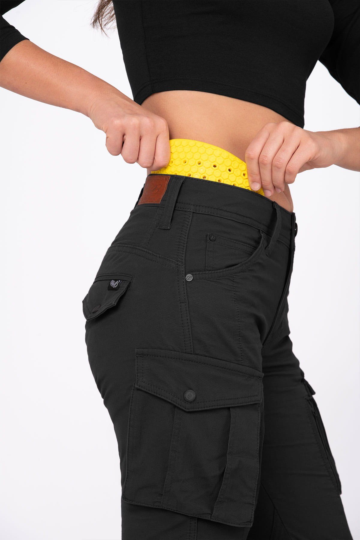 TheBikerJeansTruva Cargo Black Korumalı Motosiklet Pantolonu Kadın