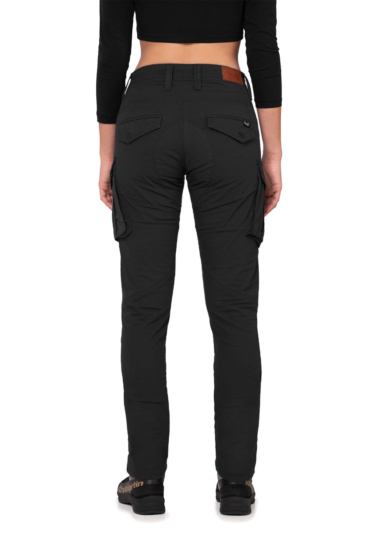 TheBikerJeansTruva Cargo Black Korumalı Motosiklet Pantolonu Kadın