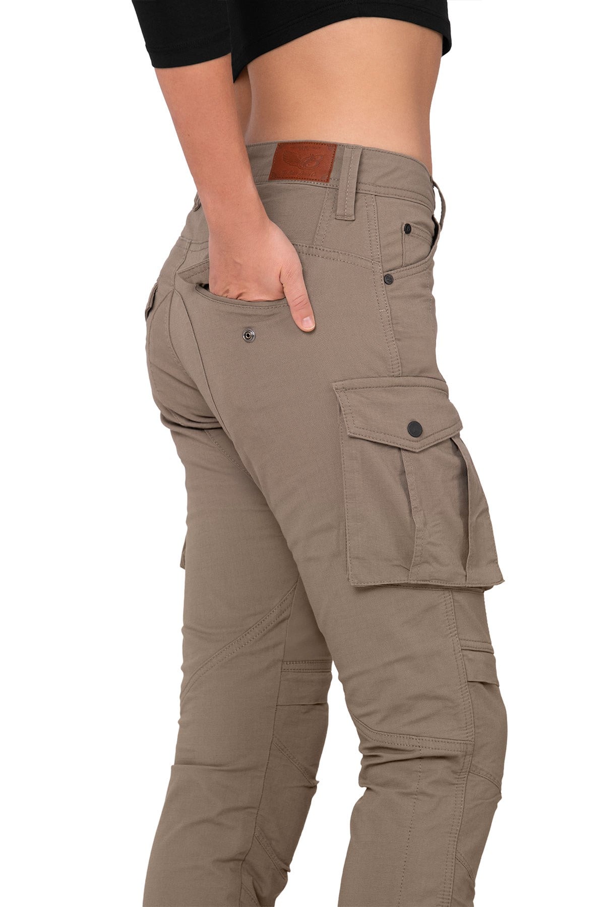 The Biker Jeans Truva Cargo Bej Kadın Pantolon | AA SertifikalıTheBikerJeans Truva Cargo Beige Korumalı Motosiklet Pantolonu Kadın