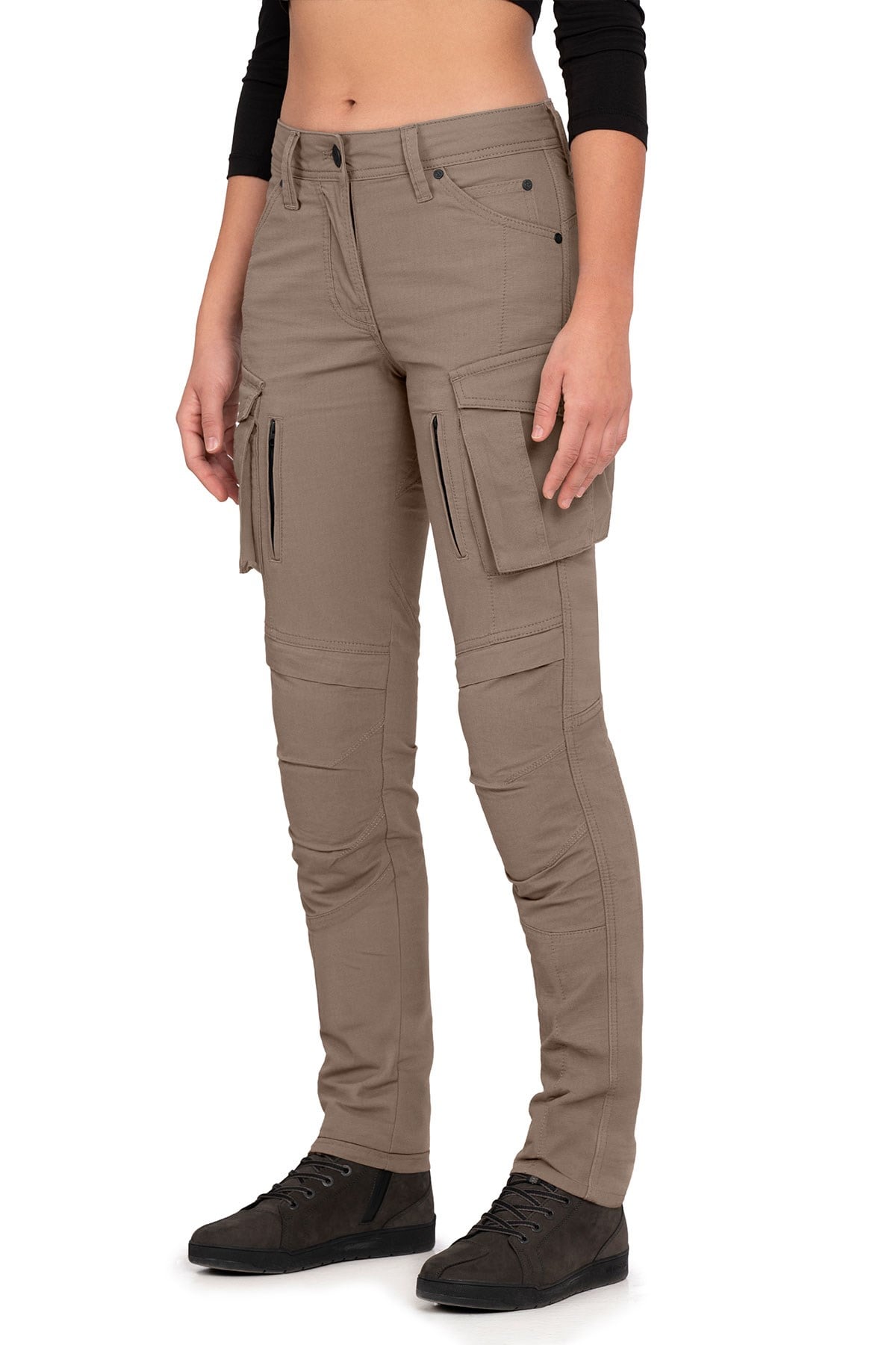 The Biker Jeans Truva Cargo Bej Kadın Pantolon | AA SertifikalıTheBikerJeans Truva Cargo Beige Korumalı Motosiklet Pantolonu Kadın