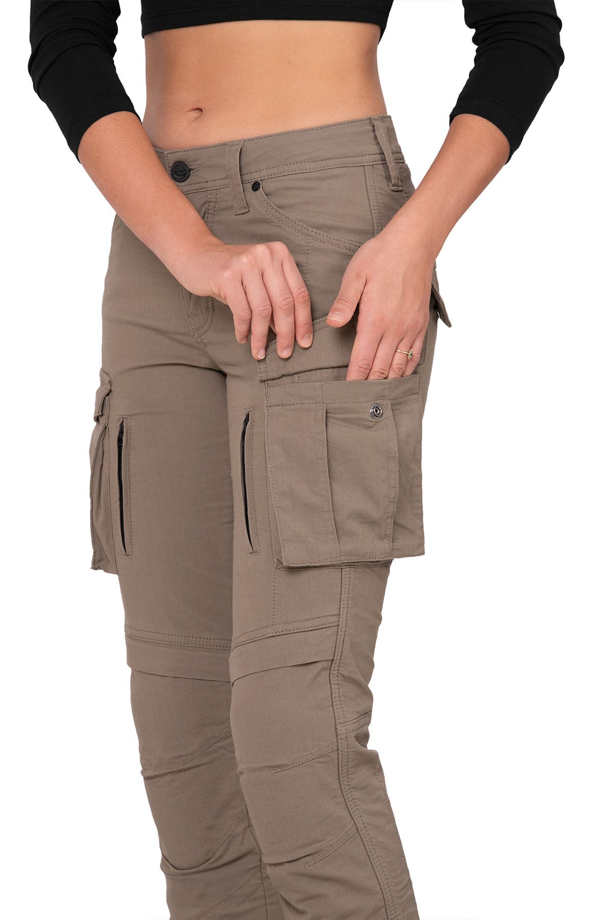 The Biker Jeans Truva Cargo Bej Kadın Pantolon | AA SertifikalıTheBikerJeans Truva Cargo Beige Korumalı Motosiklet Pantolonu Kadın