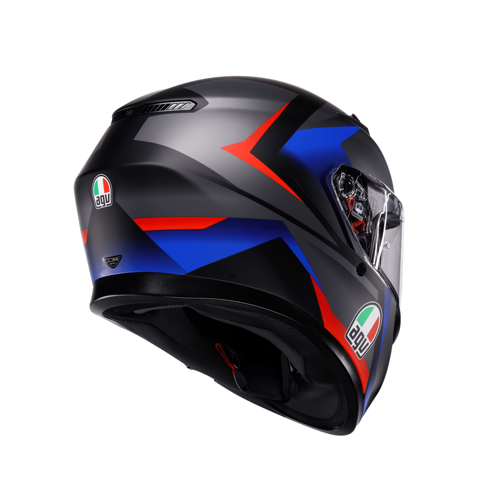 AGV K3 Striga Matt Black Blue Red | ECE 22.06 & PinlockAgv K3 Mplk Striga Matt Black Blue Red Kapalı Kask