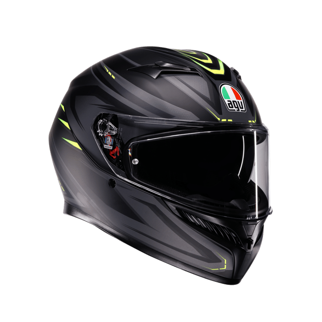 AGV K3 Syth Matt Black Yellow Fluo | ECE 22.06 & PinlockAgv K3 Syth Mplk Matt Black Yellow Fluo Kapalı Kask