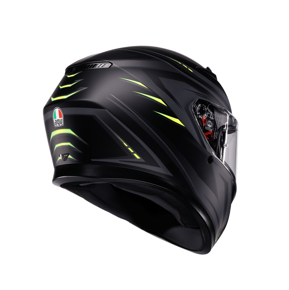 AGV K3 Syth Matt Black Yellow Fluo | ECE 22.06 & PinlockAgv K3 Syth Mplk Matt Black Yellow Fluo Kapalı Kask