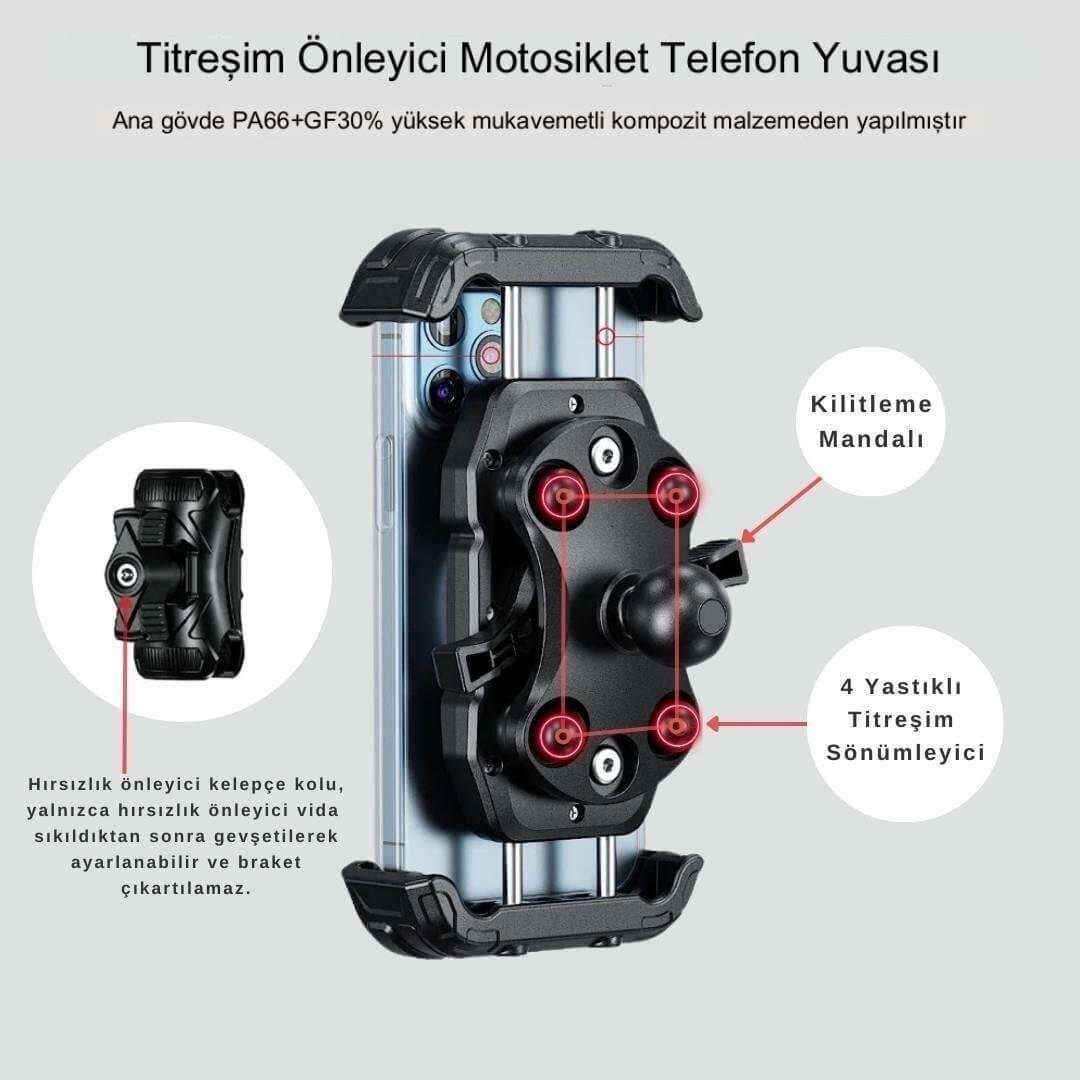 Nukrotech M28 Titreşim Modüllü Telefon Tutucu | Gidon & AynaNukrotech M28 Titreşim Modüllü Telefon Tutucu