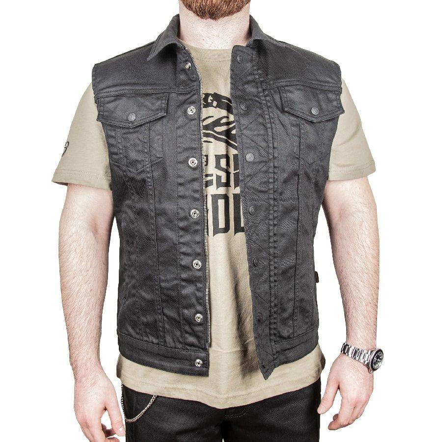 TheBikerJeans Black İron Vest Kot Motosiklet Yeleği