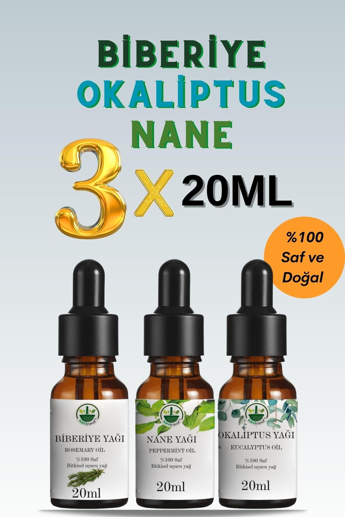 Okaliptus Yağı + Biberiye Yağı + Nane Yağı 3'lü Saf Uçucu Yağ Seti  20 ml