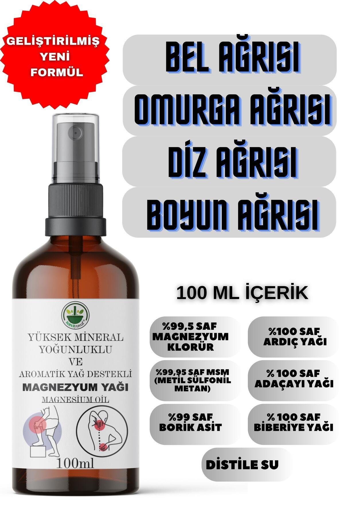 Yüksek Mineral Ve Aromatik Yağ Destekli Magnezyum Yağı (MAGNESİUM OİL) Ağrı Sprey 100 ml