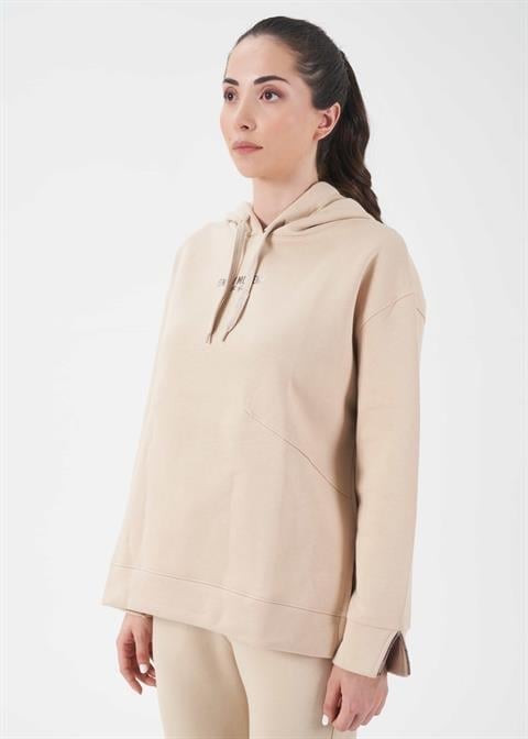 Kadın Bej Kapşonlu Sweatshirt - 41557