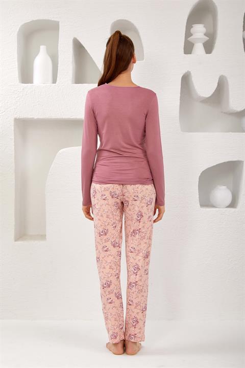 Kadın Dantelli Viskon Pijama Takım - 10762