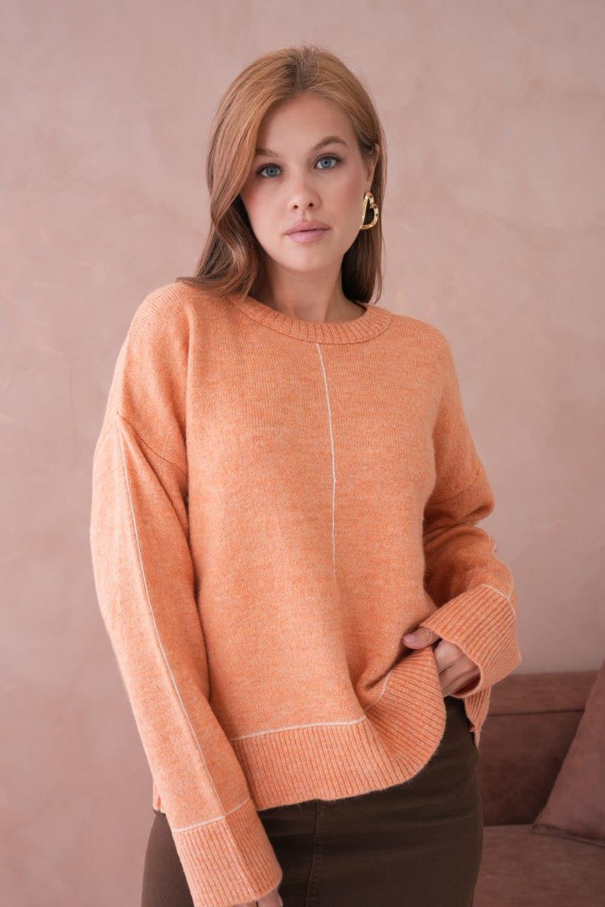 Kadın Dikiş Detaylı Oversize Triko Kazak - 8523R