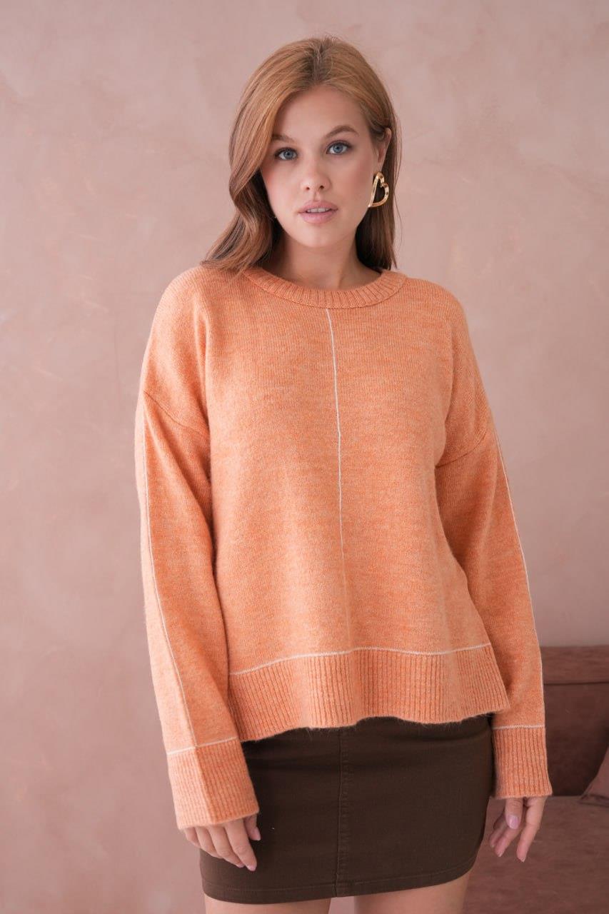 Kadın Dikiş Detaylı Oversize Triko Kazak - 8523R