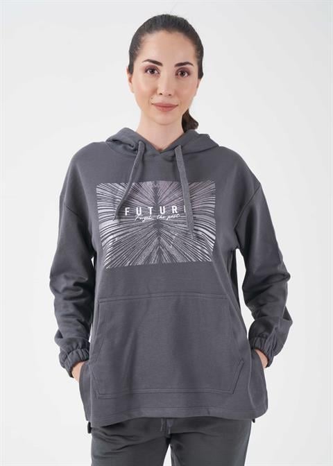 Kadın Kapşonlu Sweatshirt - 41558