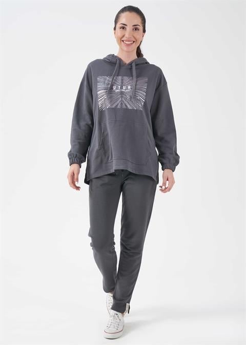Kadın Kapşonlu Sweatshirt - 41558