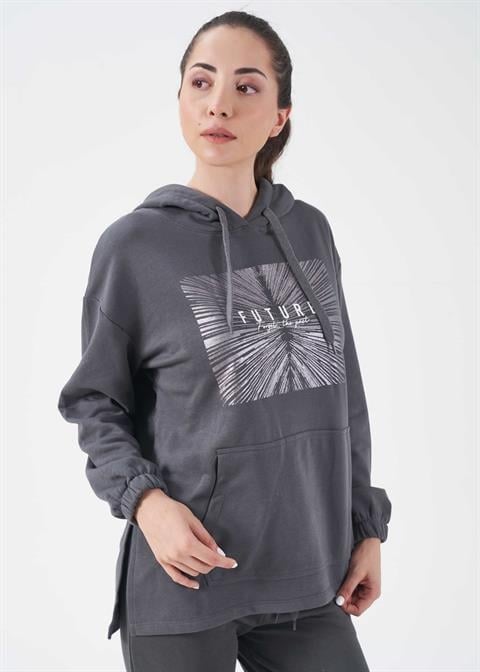 Kadın Kapşonlu Sweatshirt - 41558