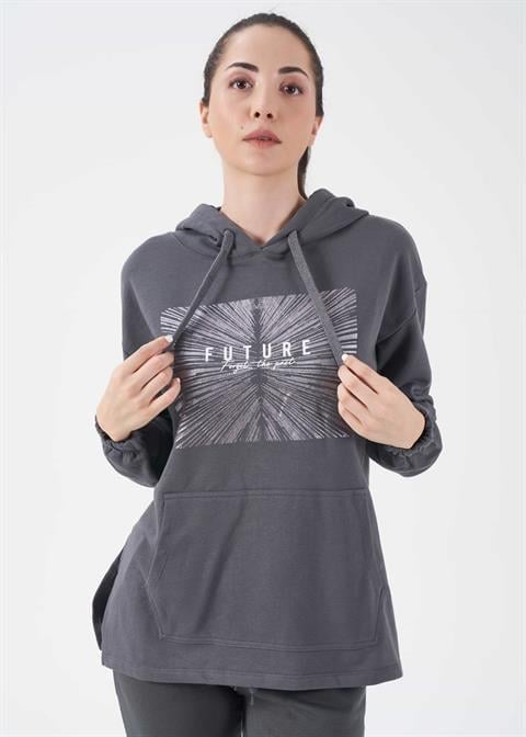 Kadın Kapşonlu Sweatshirt - 41558