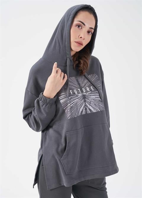 Kadın Kapşonlu Sweatshirt - 41558