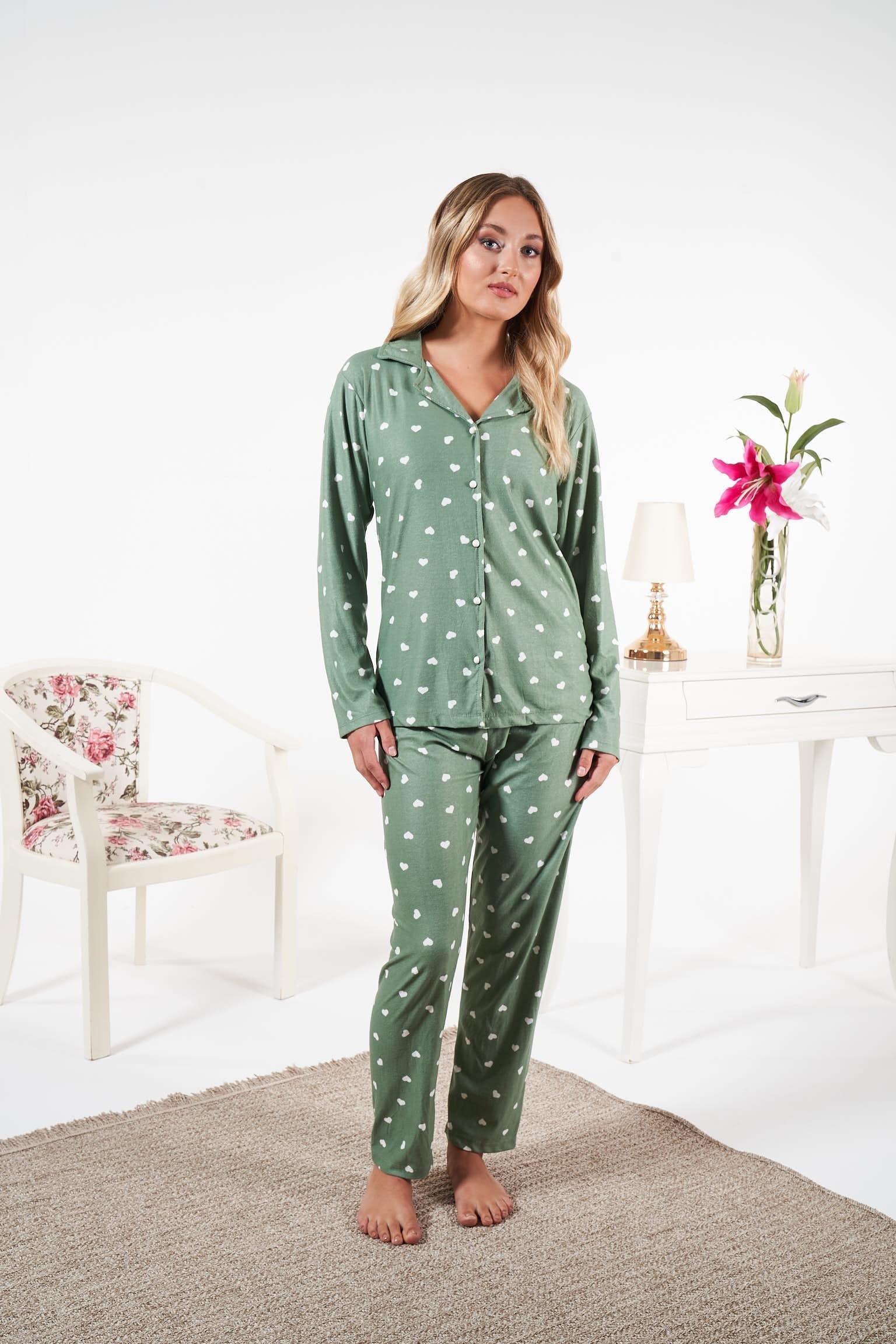 Kadın Süet Gömlek Pijama Takımı - 25334R