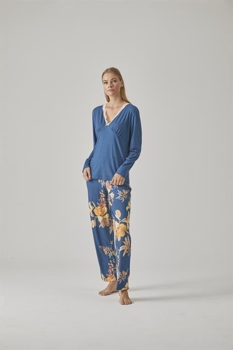 Kadın V Yaka Pijama Takımı - 10773