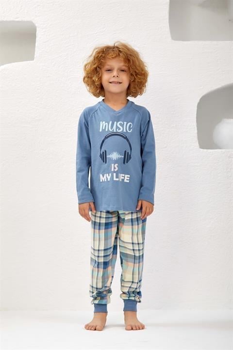 Unisex Çocuk V Yaka Penye Pijama Takım - 10747