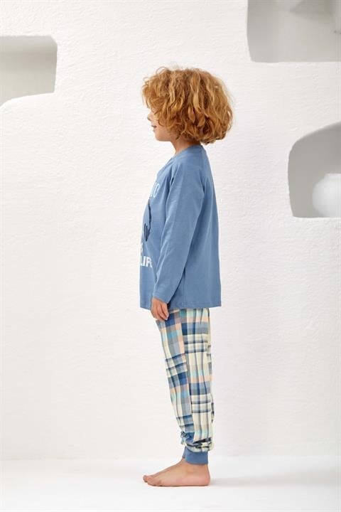 Unisex Çocuk V Yaka Penye Pijama Takım - 10747