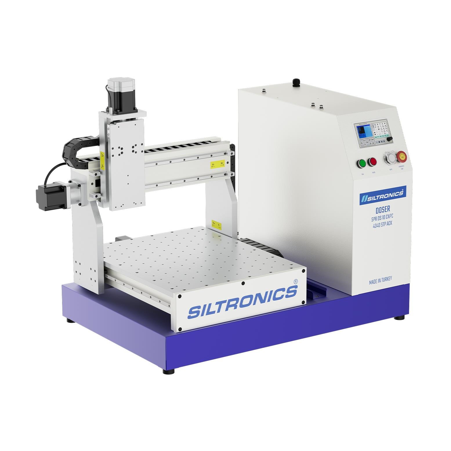 SILTRONICS “DOSER”  CNC DOZAJLAMA  MAKİNASI - MASA ÜSTÜ - 300 X 300 STEP MOTOR-AÇIK KABİN - ALÜMİNYUM GÖVDELİ