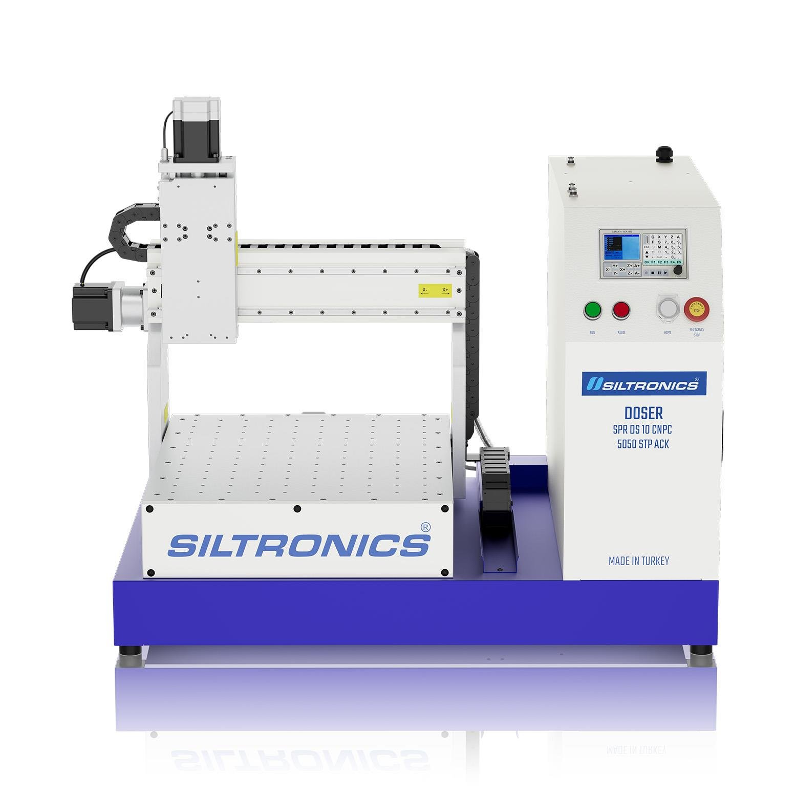 SILTRONICS “DOSER”  CNC DOZAJLAMA  MAKİNASI - MASA ÜSTÜ - 500 X 500 STEP MOTOR-AÇIK KABİN