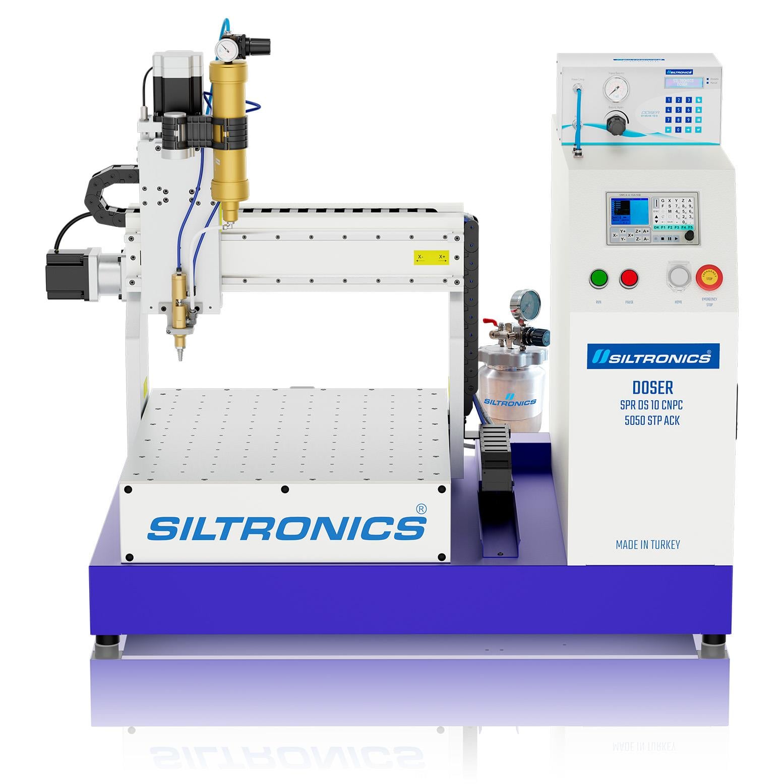 SILTRONICS “DOSER”  CNC DOZAJLAMA  MAKİNASI - MASA ÜSTÜ - 500 X 500 STEP MOTOR-AÇIK KABİN
