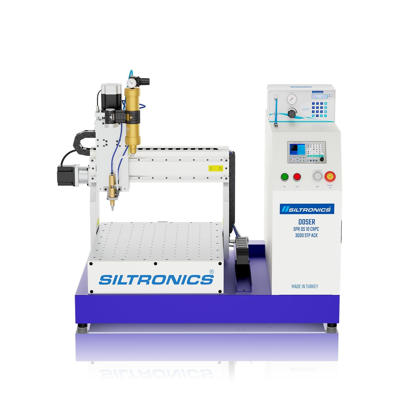 SILTRONICS “DOSER”  CNC DOZAJLAMA  MAKİNASI - MASA ÜSTÜ - 300 X 300 STEP MOTOR-AÇIK KABİN - ALÜMİNYUM GÖVDELİ