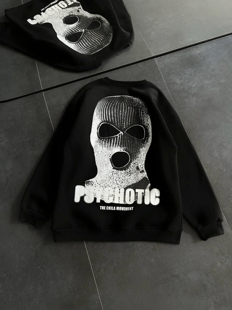 Kadın 3 iplik Kışlık Bisiklet Yaka Baskılı SweatShirt - Siyah
