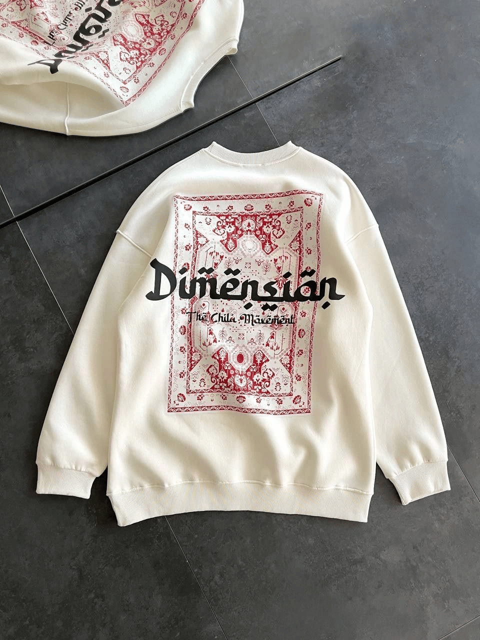 Kadın 3 İplik Pamuklu Bisiklet Yaka Baskılı SweatShirt - Beyaz