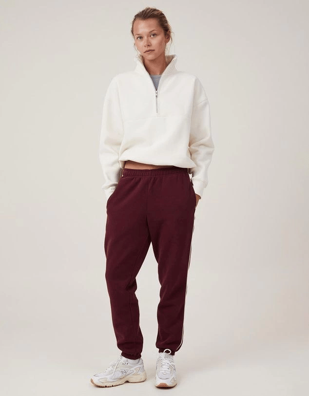 Kadın 3 İplik Pamuklu Oversize Yarım Fermuarlı Yakalı Basic Sweatshirt - Beyaz