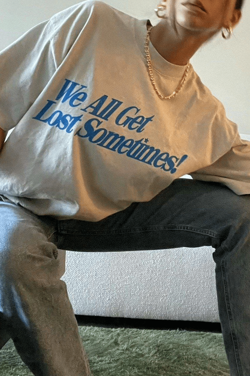 Kadın Baskılı Oversize kısa kol T-Shirt - Beyaz
