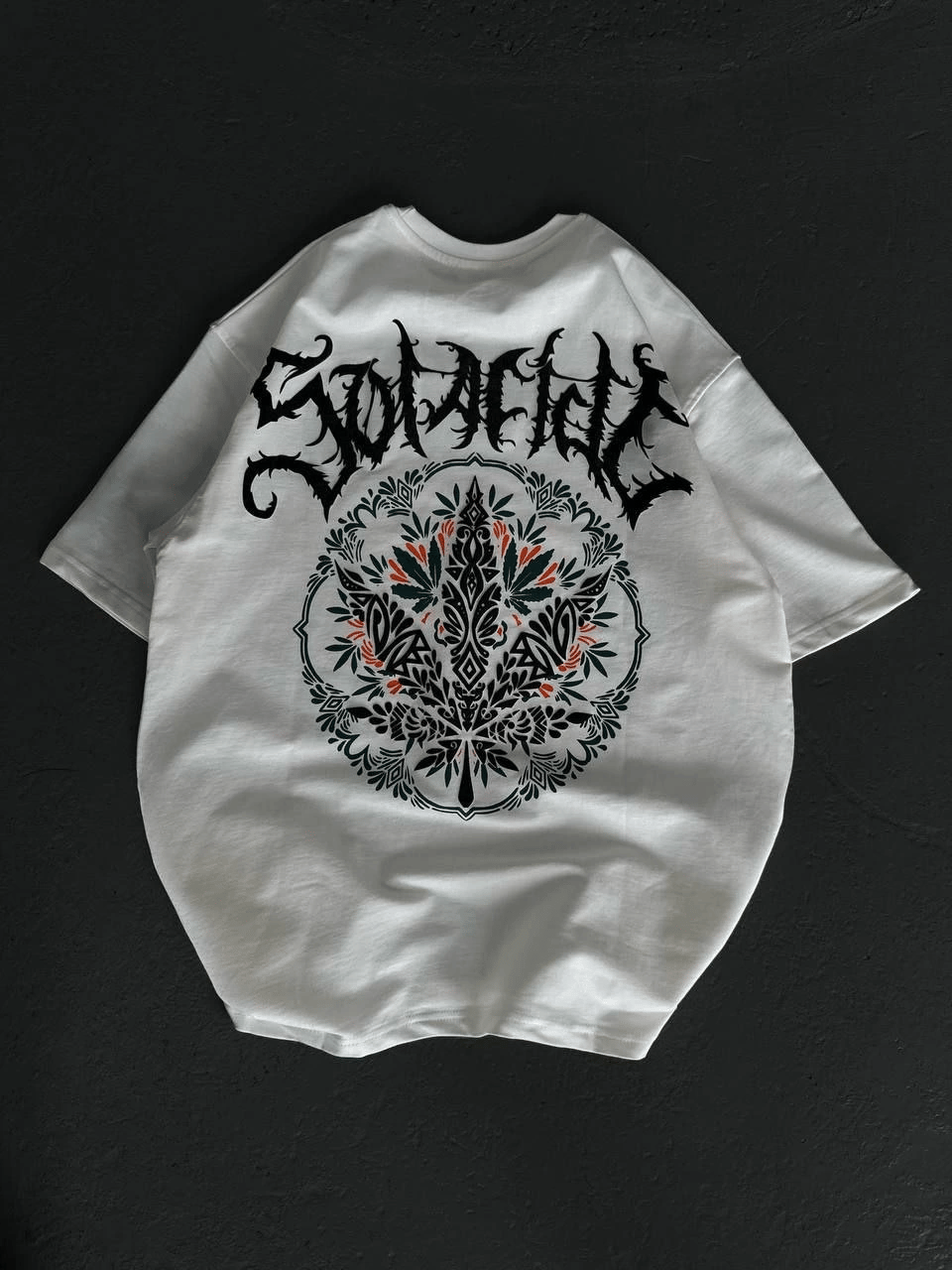 Kadın Baskılı T-Shirt Kısa Kol Bisiklet Yaka Oversize Rahat Kalıp Günlük Tişört   - Beyaz