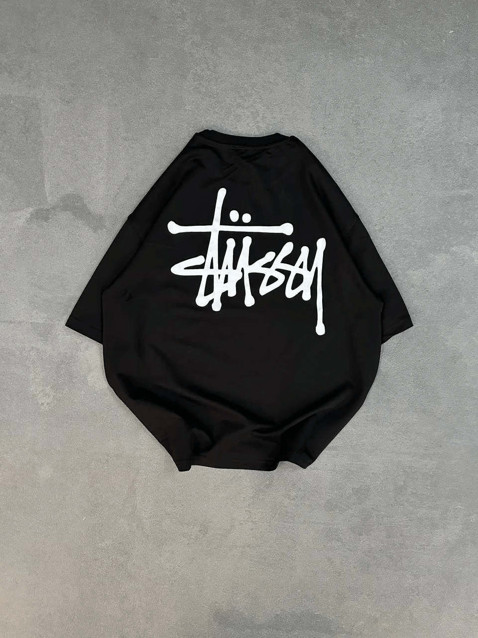 kadın Bisiklet Yaka Baskılı Oversize  Kısa kol T-Shirt - Siyah