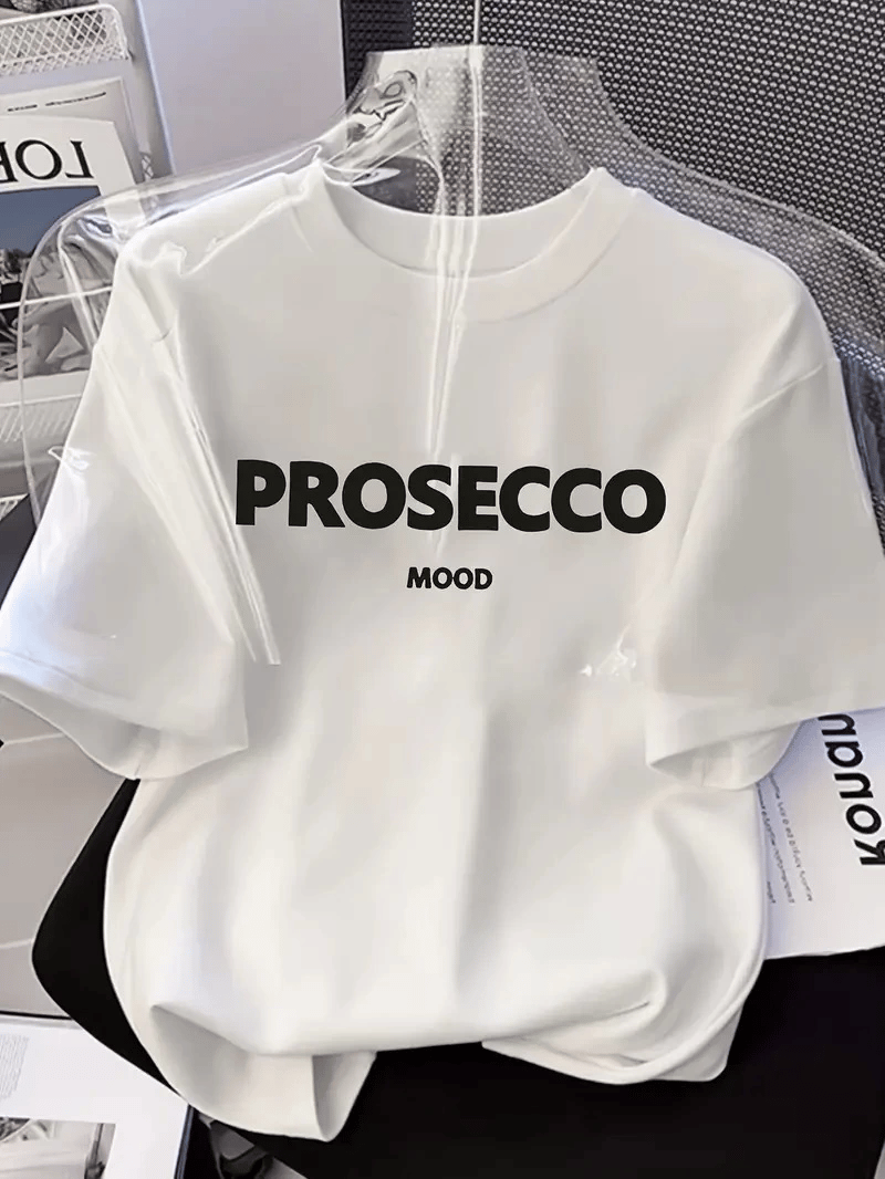 Kadın Kısa Kol Yazlık Tişört Bisiklet Yaka Baskılı Oversize T-Shirt - Beyaz