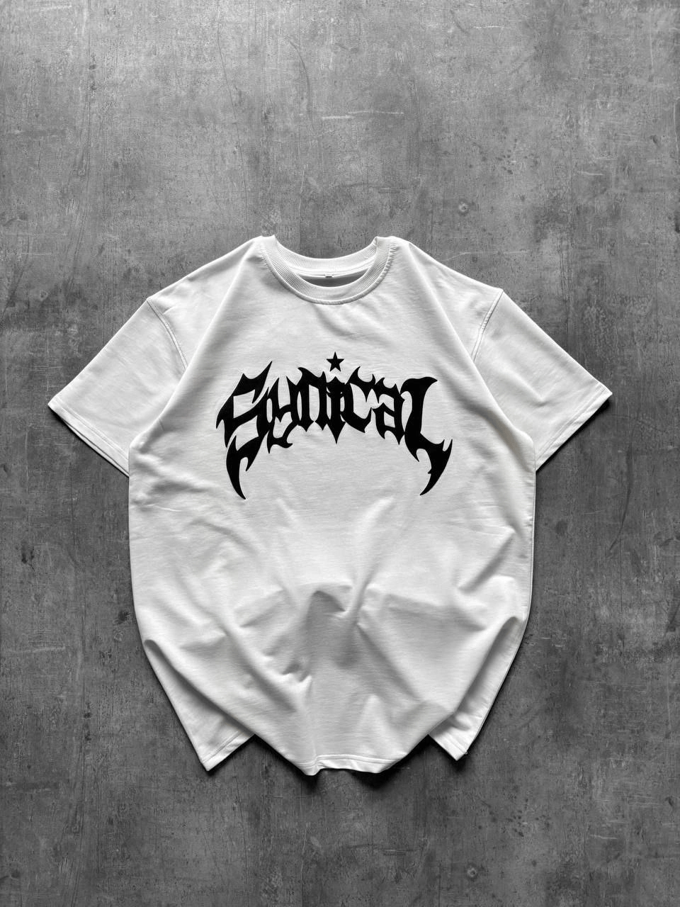 Kadın Kısa Kol Yazlık Tişört Bisiklet Yaka Baskılı Oversize T-Shirt - Beyaz
