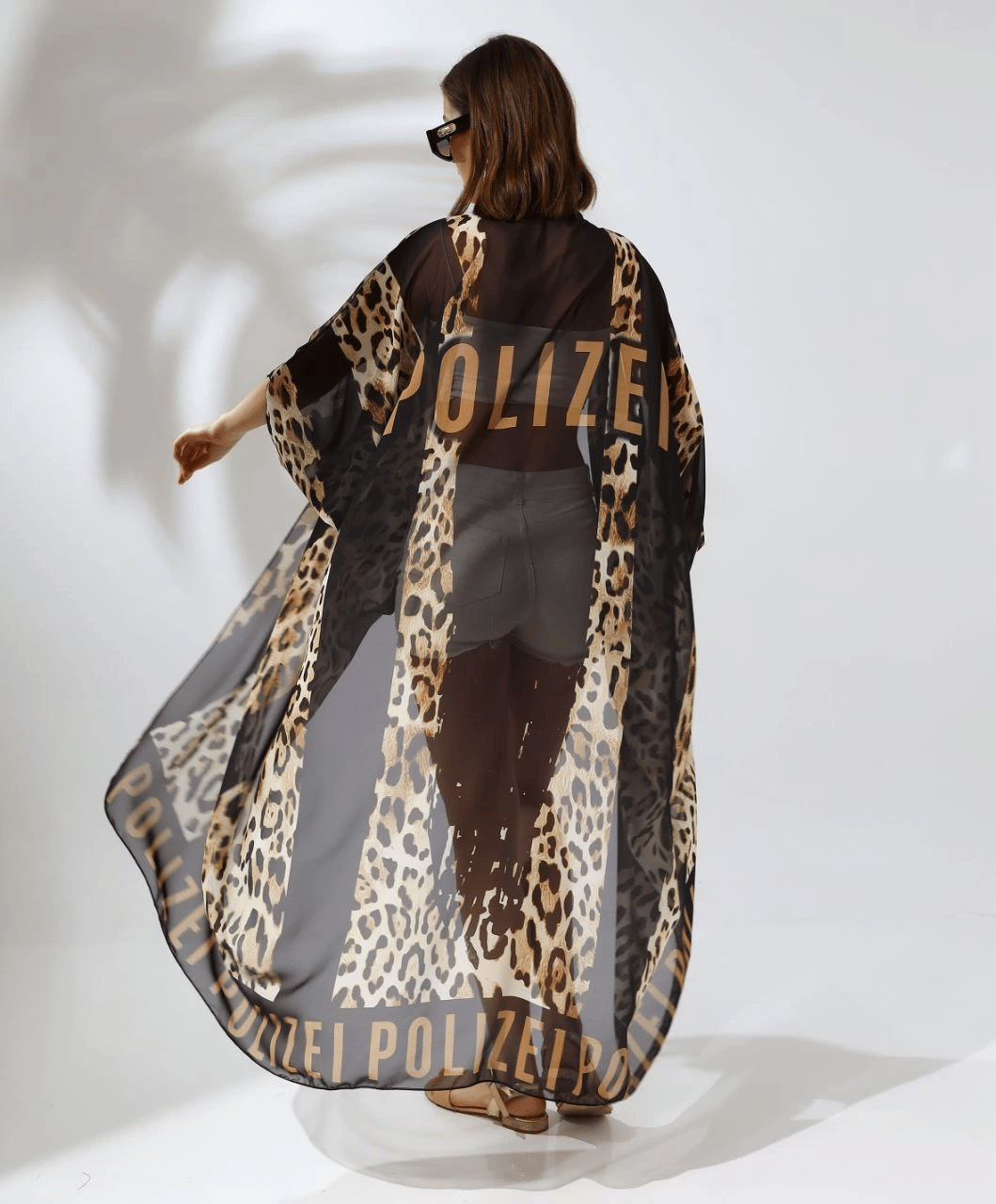 Kadın Rahat Kesim Şifon Kimono - Leopar