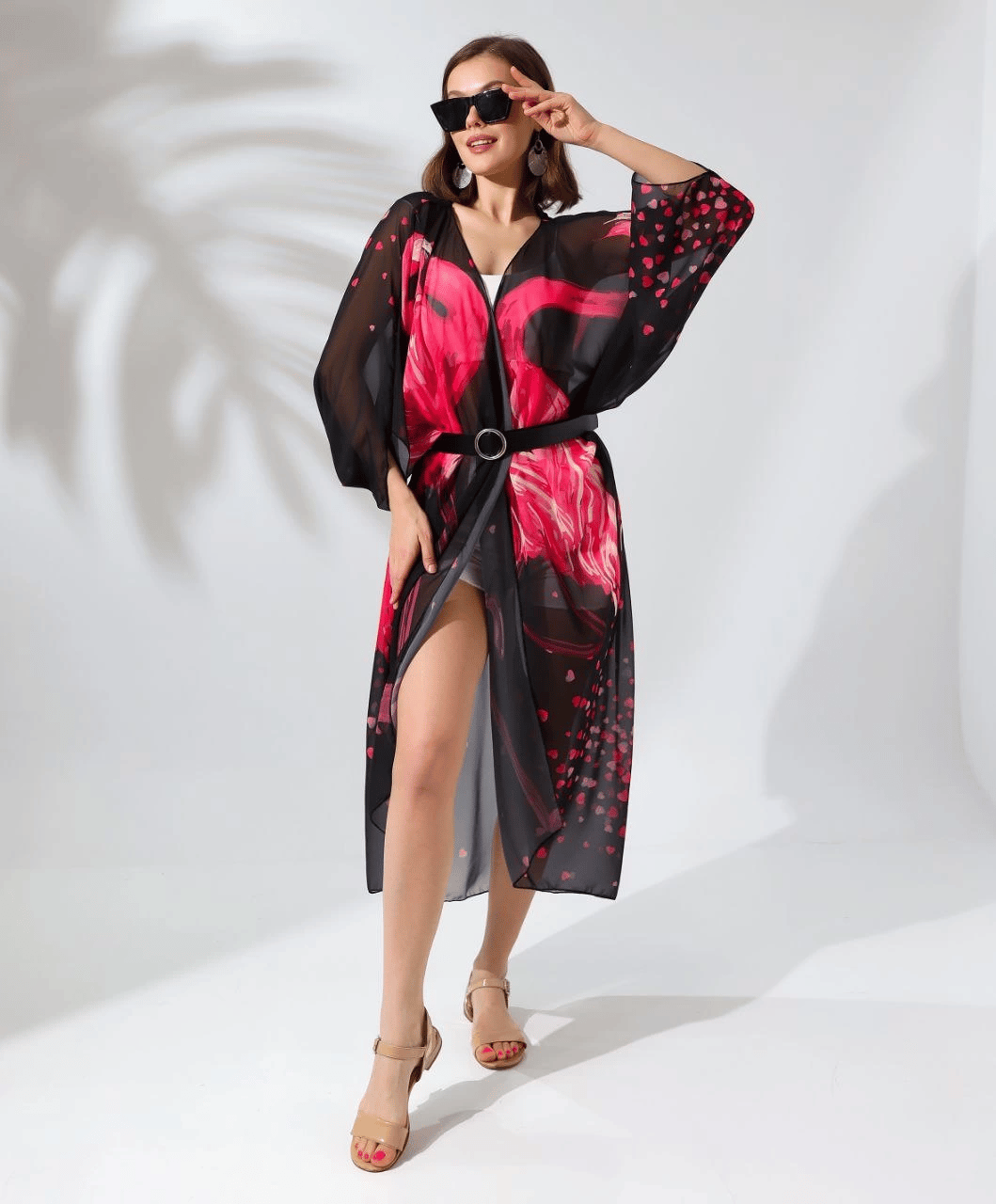 Kadın Rahat Kesim Şifon Kimono - Siyah