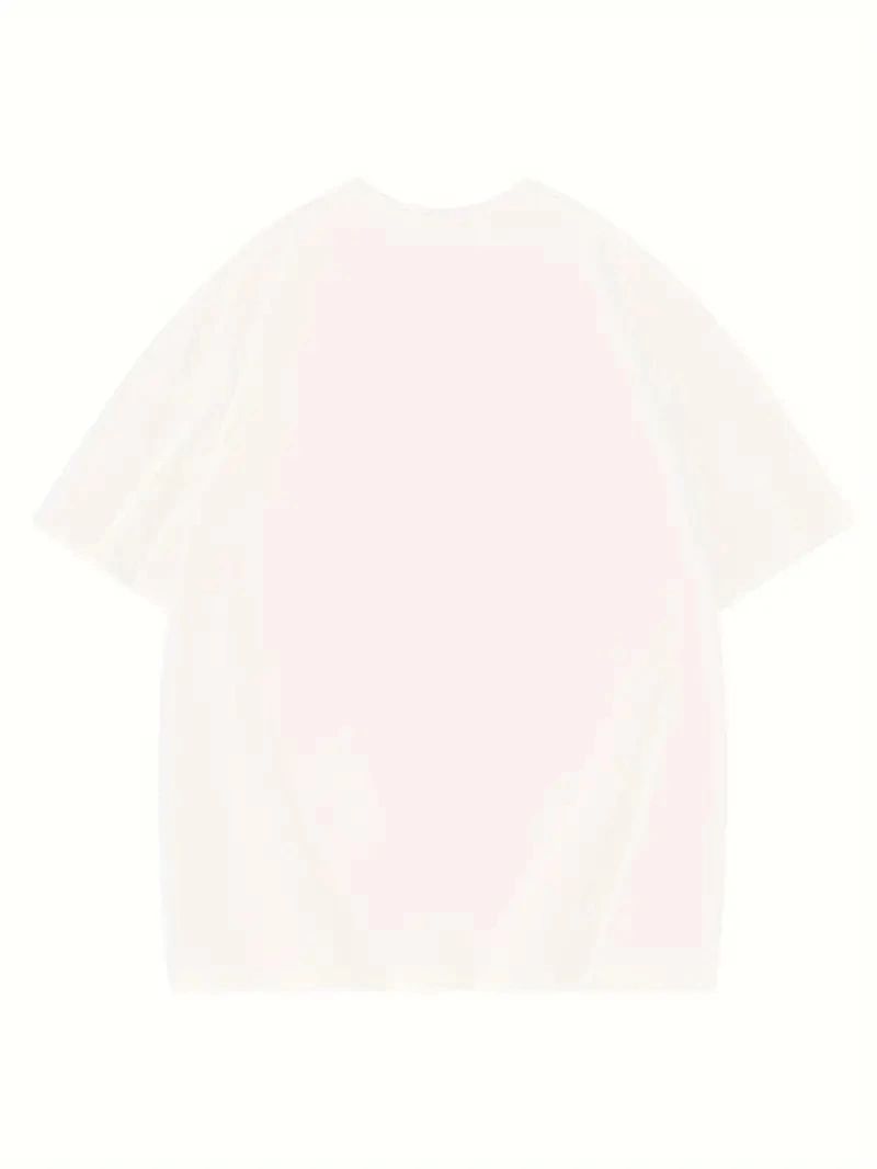 Kadın T-shirt Eğlenceli Harf NY Baskılı Bisiklet Yaka Tişört - Beyaz