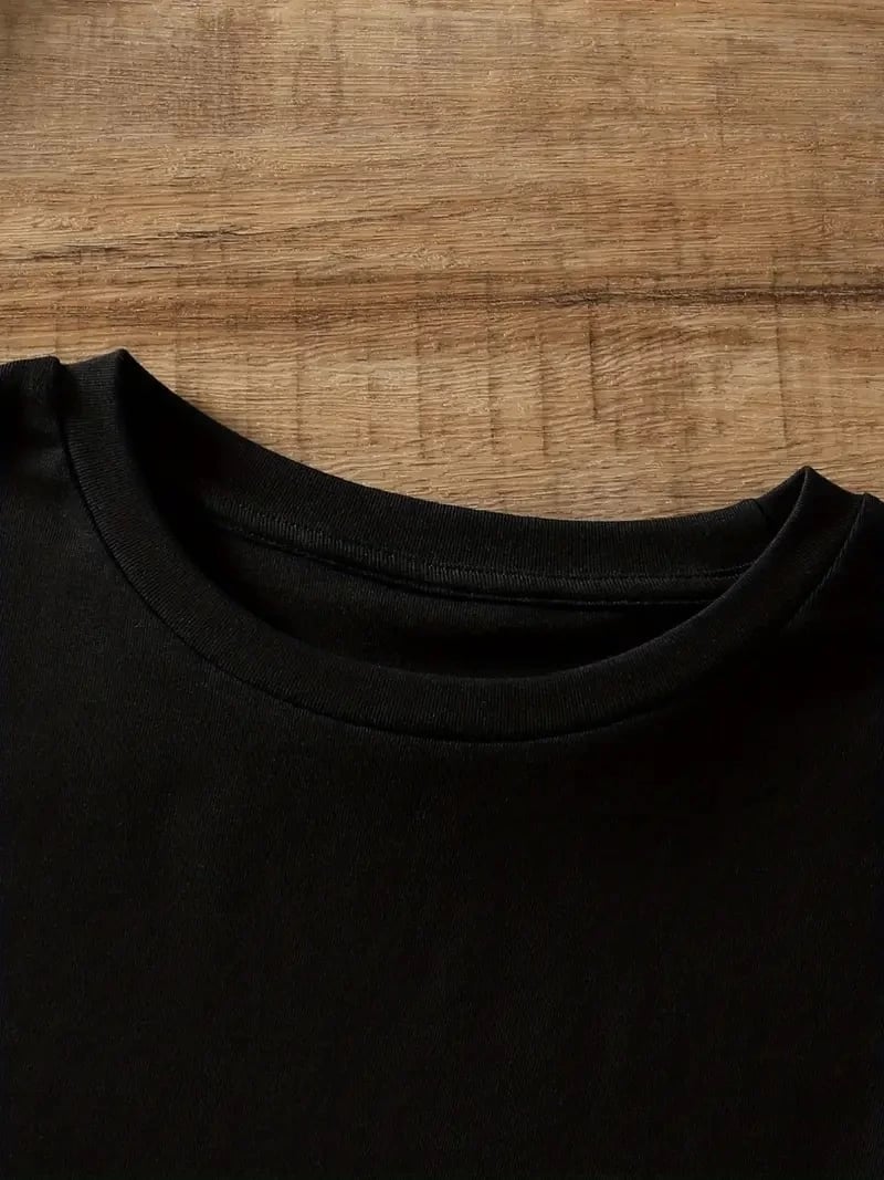 Kadın Tişört Ayı Baskılı Bisiklet Yaka Yazlık Kısa Kol T-shirt - Siyah