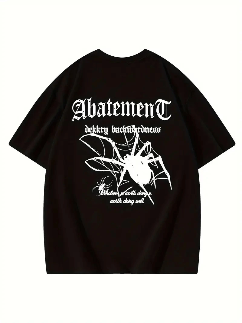 Kadın Tişört Örümcek Baskılı Bisiklet Yaka T-shirt - Siyah