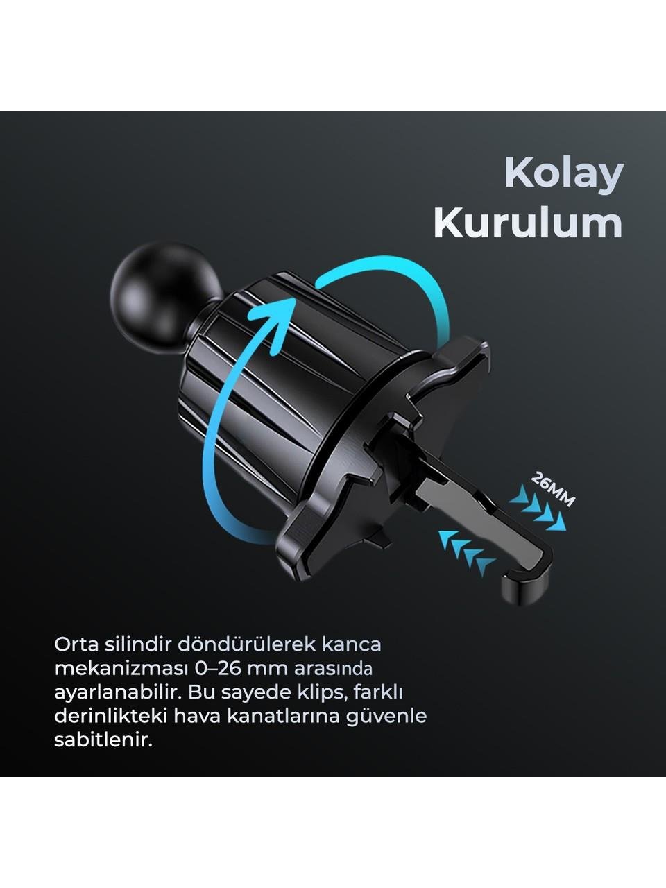 Kancalı Araç Içi Premium Telefon Tutucu - Araba Telefon Tutacağı Havalandırma Için