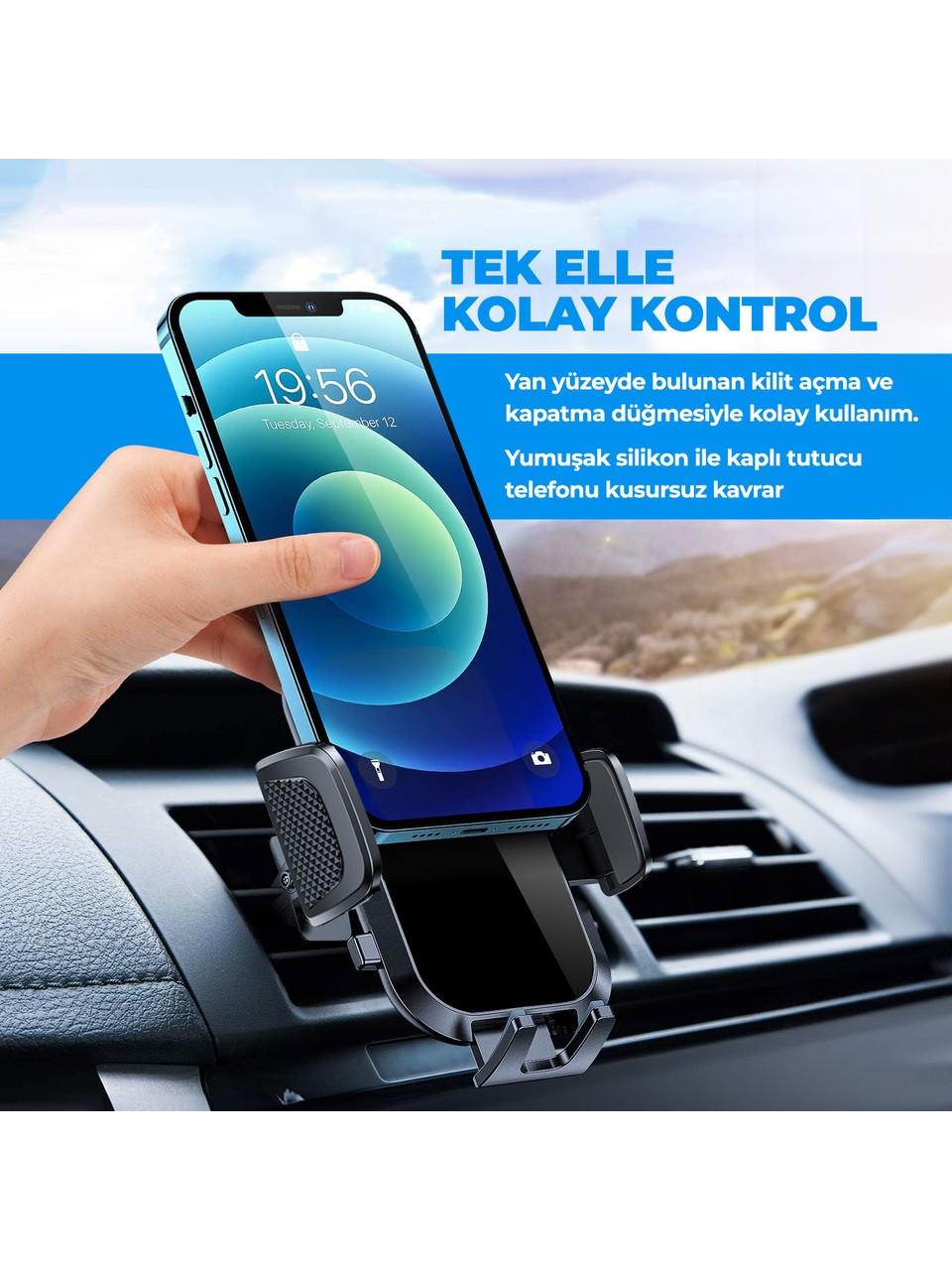 Kancalı Araç Içi Premium Telefon Tutucu - Araba Telefon Tutacağı Havalandırma Için