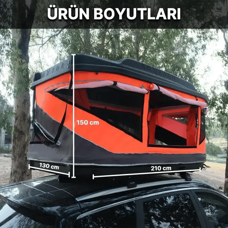 Roxform 2 Kişilik Yeni Nesil Araç Üstü Çadır Cam Tavanlı Tüm Araçlara Uyumlu 4 Mevsim Termal Çadır 210x130cm