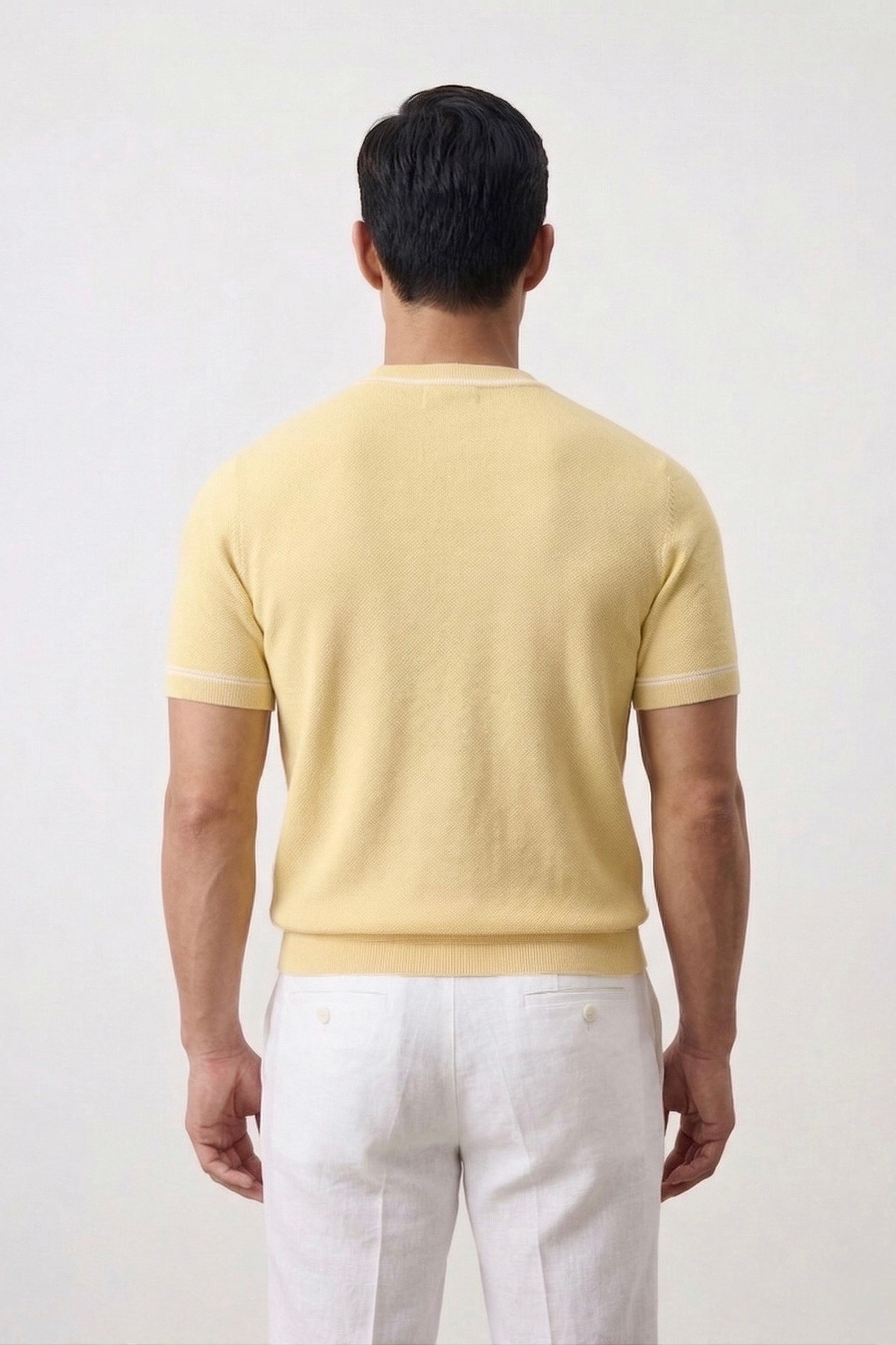 Classic Fit Kısa Kollu Bisiklet Yaka Triko Limon