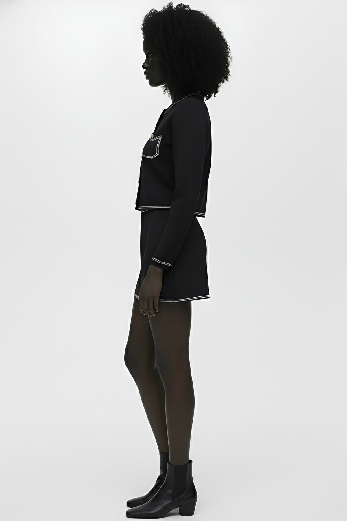Dikiş Detaylı Triko Etek