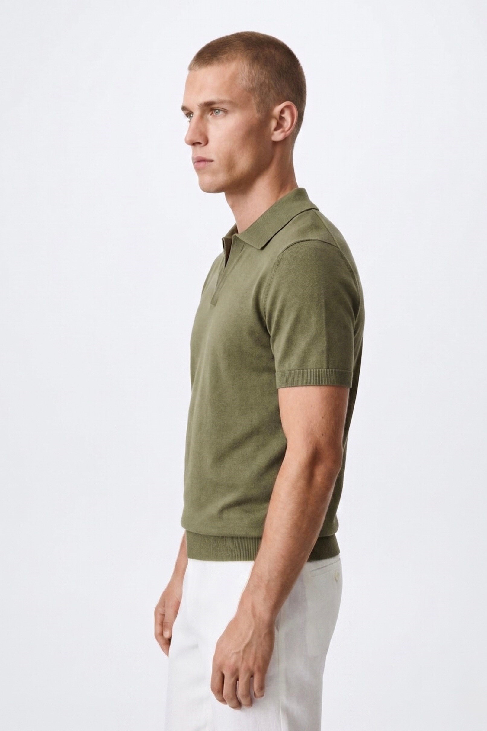 Polo Yaka Rayon Triko Kazak Haki