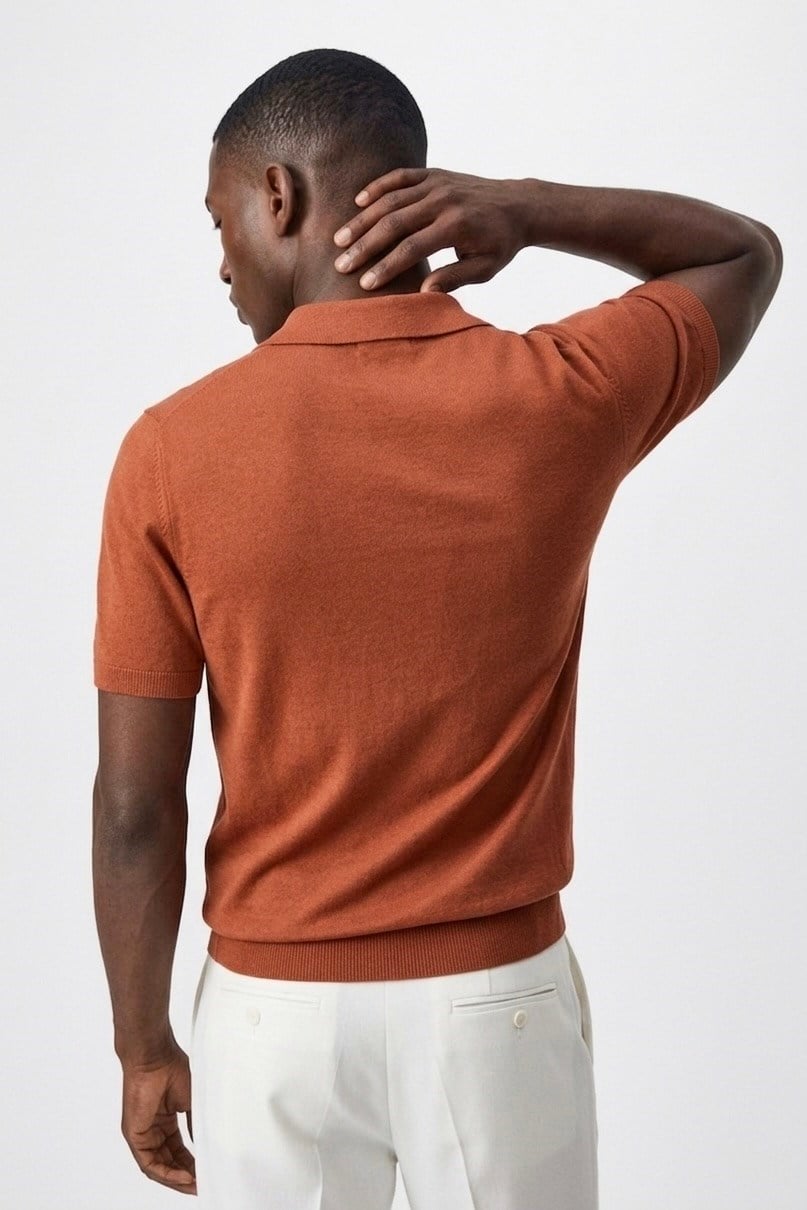 Polo Yaka Rayon Triko Kazak Kiremit