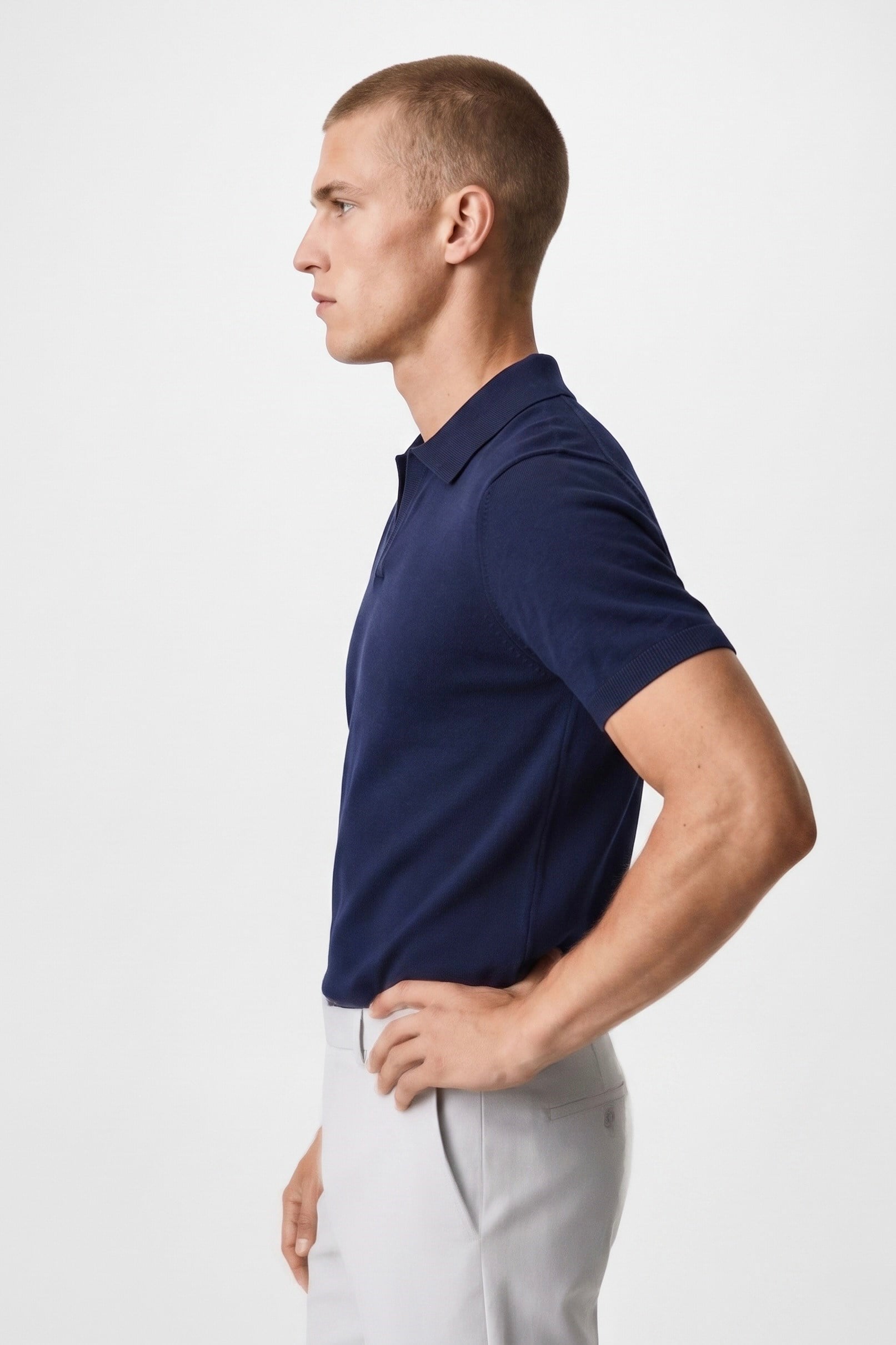 Polo Yaka Rayon Triko Kazak Lacivert